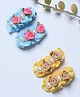 Funkrafts Set Of 4 Pearl Embellished & Floral Applique Detail Hair Clips - Blue & Yellow