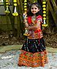 Banjara India Cotton Half Sleeves Navratri Theme Kutch Work Embroidered Lehenga Choli Set With Dupatta - Black