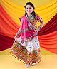 Banjara India Cotton Half Sleeves Navratri Theme Kutch Work Embroidered Lehenga Choli Set With Dupatta - White