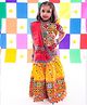 Banjara India Cotton Half Sleeves Navratri Theme Kutch Work Embroidered Lehenga Choli Set With Dupatta - Yellow
