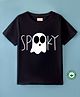BLUSHES 100% Cotton Halloween Theme Half Sleeves Text & Ghost Printed Tee - Black