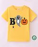 BLUSHES 100% Cotton Halloween Theme Half Sleeves Ghost & Pumpkin Printed Tee - Yellow