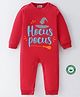 BLUSHES 100% Cotton Halloween Theme Full Sleeves Witch Hat & Text Printed Romper - Red