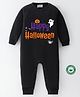 BLUSHES 100% Cotton Halloween Theme Full Sleeves  Ghost & Text Printed Romper - Black