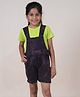Kiddopanti Cotton Sleeveless Abstract Printed Dungaree Shorts -  Black & Violet