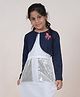 Kiddopanti Full Sleeves Unicorn Applique Detailed Crop Shrug - Navy Blue