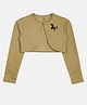 Kiddopanti Full Sleeves Unicorn Applique Detailed Crop Shrug - Beige