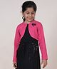 Kiddopanti Full Sleeves Heart Applique Detailed Crop Shrug - Pink