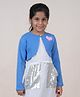Kiddopanti Full Sleeves Heart Applique Detailed Crop Shrug - Ink Blue