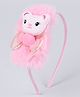 Tia Hair Accessories A Set Of 2 Fur Bow Hairband With Pearls And Kitty Face White, Baby Pink