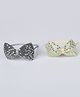 Tia Hair Accessories Set Of 2 Shimmered Bow Designed Hair Bands - Gold & Grey