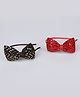 Tia Hair Accessories Set Of 2 Shimmered Bow Designed Hair Bands - Red & Brown