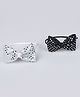 Tia Hair Accessories Set Of 2 Shimmered Bow Designed Hair Bands - Silver & Black
