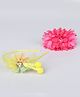 Tia Hair Accessories Set Of 2 Floral & Stones Designed Hair Bands - Dark Pink & Yellow