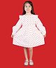 Nature Nook Kids Full Puffed Sleeves Hearts Printed Dress - White