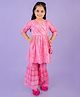 Nature Nook Kids Three Fourth Sleeves Lace Embellished Kurta & Sharara Set - Pink