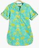 Campana 100% Cotton Three Fourth Sleeves Seamless Floral Printed Kurta  - Turquoise & Lime