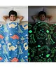 Famyo Kids Glow Blanket for Boys, 3-15 years Queen Size Blanket - Jurassic Blue Dino