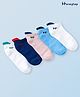 Honeyhap Premium Cotton Bamboo Spandex With Bio Finish Solid Socks Pack of 5 - Limoges White Peach Dust Baltic Sea & White