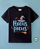 BLUSHES 100% Cotton Halloween Theme Half Sleeves Hocus Pocus Text Printed Tee - Black