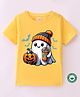 BLUSHES 100% Cotton Halloween Theme Half Sleeves Cute Ghost Printed Tee - Yellow