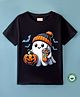 BLUSHES 100% Cotton Halloween Theme Half Sleeves Cute Ghost Printed Tee - Black