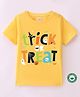 BLUSHES Halloween Theme 100% Cotton Half Sleeves Trick Or Treat Printed Tee - Yellow