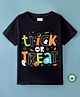 BLUSHES Halloween Theme 100% Cotton Half Sleeves Trick Or Treat Printed Tee - Black