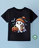 BLUSHES Halloween Theme 100% Cotton Half Sleeves Pumpkin Printed Tee - Black