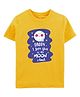 Zeezeezoo  100% Cotton Half Sleeves Daddy I Love You To The Moon Text Printed Tee - Yellow