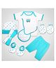 1st Step Baby Gift Set Pack of 8 (T-Shirt, Short Pant, 2 Pcs of Wash Cloths, Bonnet, Bib, A Pair of Botties and A Pair of Mittens)