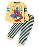 Babyhug Marvel Single Jersey Knit Full Sleeves Night Suit With Spider-Man Graphics - Yellow