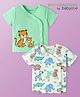 Babyoye 100% Cotton With Eco Jiva Finish Half Sleeves Front Open Vests Animal Print Pack of 2 - Green