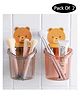 Baby Miniature Toothbrush Holder Shelf Wall Mounted with Self Adhesive Teddy Bear Magic Sticker - Pack of 2
