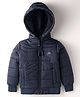 OKANE Woven Full Sleeves Solid Colour Hooded Padded Jacket - Navy Blue