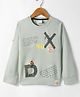 Olio Kids Lycra Knit Full Sleeves Sweatshirt with Text Print - Olive Green