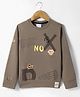 Olio Kids Lycra Knit Full Sleeves Sweatshirt with Text Print - Brown