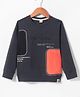 Olio Kids Lycra Knit Full Sleeves Sweatshirt with Text Print - Grey