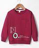 Olio Kids Lycra Knit Full Sleeves Sweatshirt with Text Print - Maroon