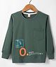 Olio Kids Lycra Knit Full Sleeves Sweatshirt with Text Print - Olive Green