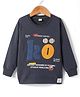 Olio Kids Lycra Knit Full  Sleeves Sweatshirt with Text Print - Charcoal Grey