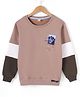 Olio Kids Lycra Knitted Full Sleeves Cut & Sew Designed Sweatshirt With Text Print - Tan