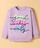 Olio Kids Lycra Knitted Full Sleeves Sweatshirt With Text Print - Lilac