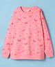Olio Kids Lycra Knitted Full Sleeves Sweatshirt With Butterfly Print - Pink