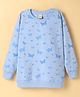 Olio Kids Lycra Knitted Full Sleeves Sweatshirt With Butterfly Print - Sky Blue