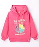 Olio Kids Fleece Knit Full Sleeves Hooded Sweatshirt with Text & Butterfly Print - Dark Pink