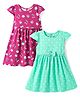 Babyhug Single Jersey Knit Sleeveless Dresses With Fruit & Polka Dot Print Pack of 2 - Sea Green & Maroon