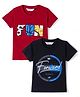 RUFF Sinker Knit Half Sleeves Text Printed T-Shirts Pack of 2 - Red & Black