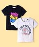 Ruff Sinker Knit Half Sleeves Text Printed T-Shirts Pack of 2 - Navy Blue & White