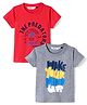 RUFF Sinker Knit Half Sleeves Text Printed T-Shirts Pack of 2 - Grey & Red
